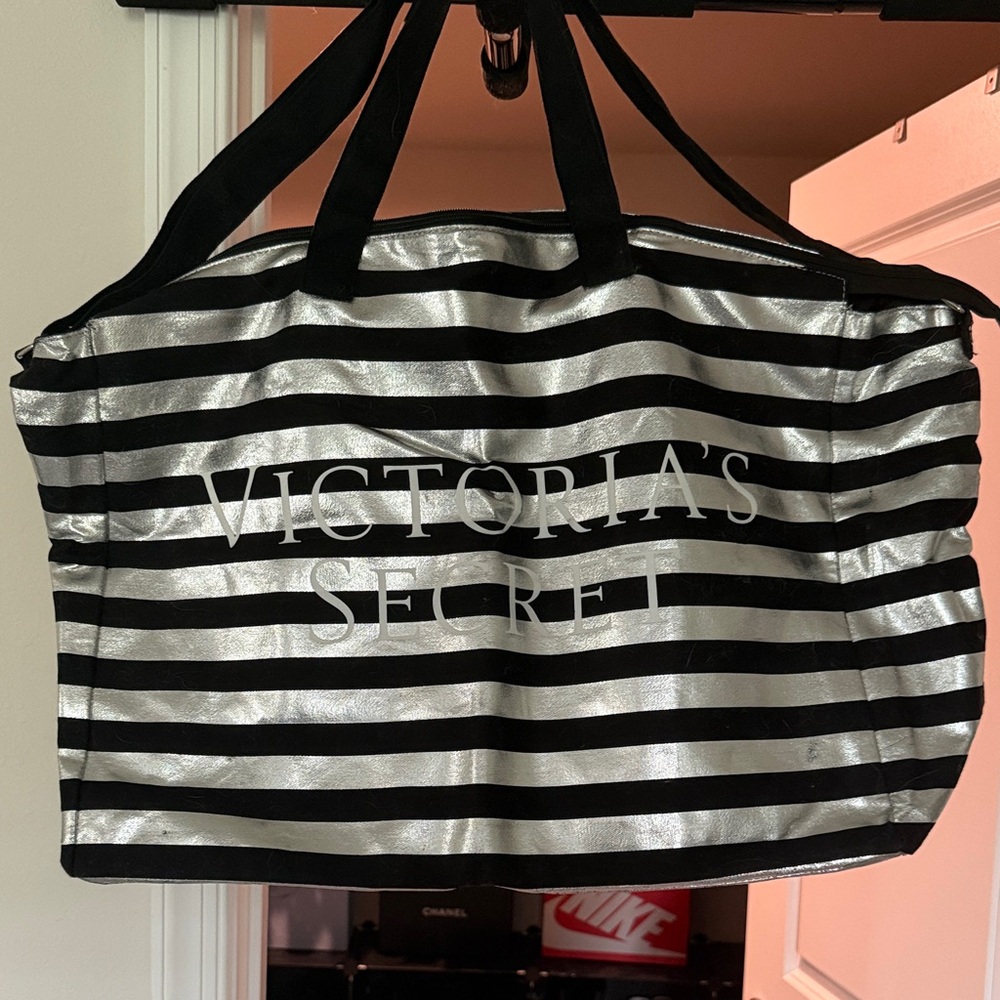 Victoria's Secret Metallic Striped Travel Bag